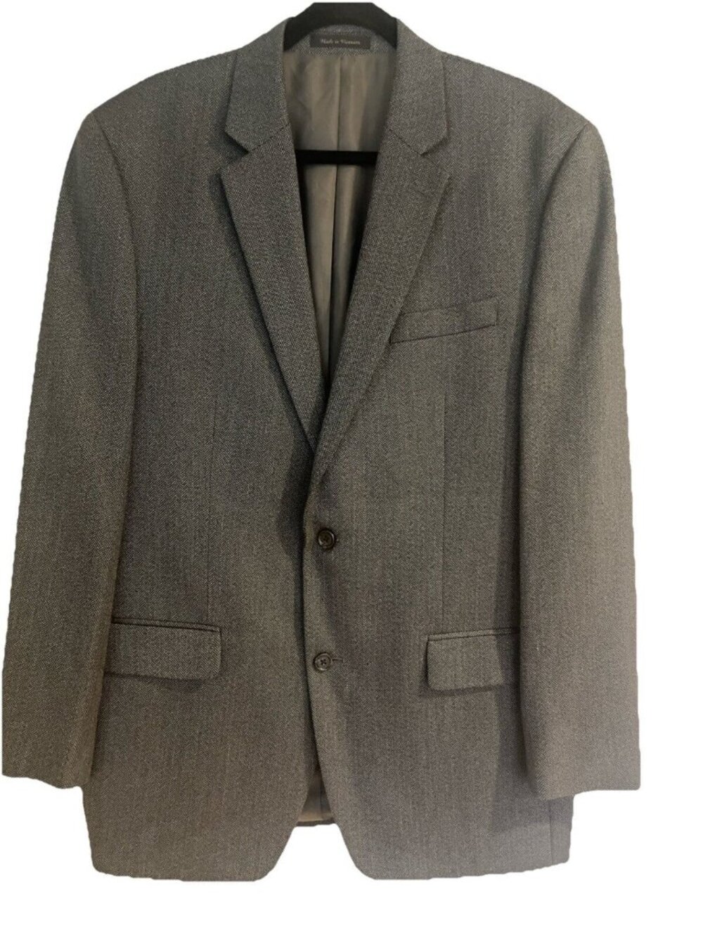 Michael Kors Jacket Mens 42L Gray Herringbone Two Button Blazer Suit Coat Career